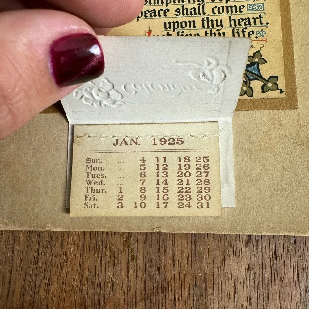 Vintage 1925 Life Thy Life Poem J.L. Stockton & mini 12 month calendar‎